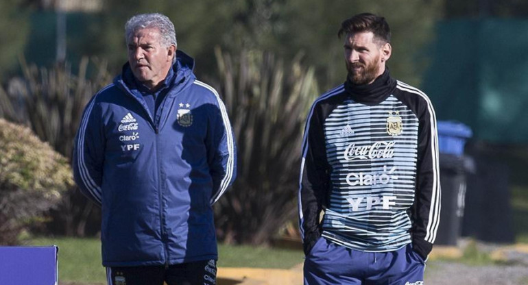 Messi en Argentino en el predio de la AFA