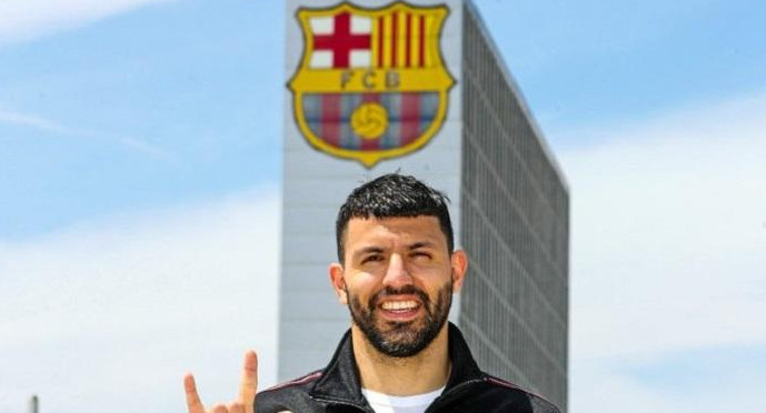 Sergio Kun Aguero, presentado en Barcelona. Foto: Barcelona