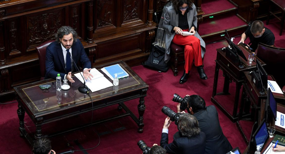 Santiago Cafiero durante su informe de Gestión. NA