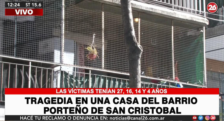 Tragedia en San Cristóbal, tres menores y una joven murieron intoxicados con monóxido de carbono, canal 26	