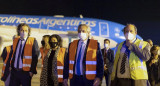 Alberto Fernández, Santiago Cafiero y Carla Vizzotti en Ezeiza, AGENCIA NA