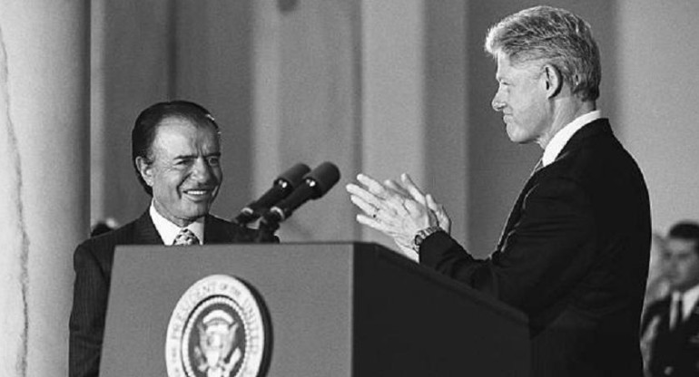 El Presidente Clinton recibe al presidente Menem en la Casa Blanca, el 11 de enero de 1999