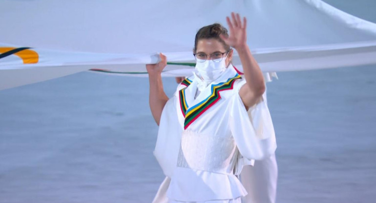 Paula Pareto en la ceremonia inaugural de los Juegos Olímpicos