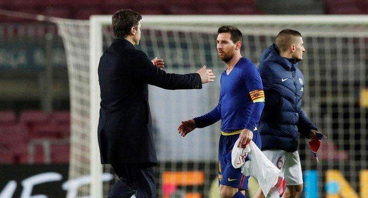 Mauricio Pochettino y Lionel Messi, Reuters