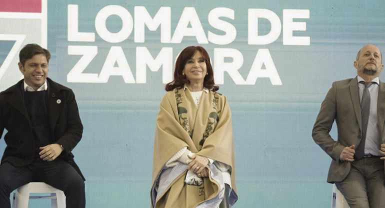 Cristina Kirchner junto a Axel Kicillof y Martin Insaurralde en Lomas de Zamora, AGENCIA NA
