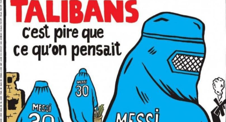 Tapa de Charlie Hebdo con Messi y los talibanes