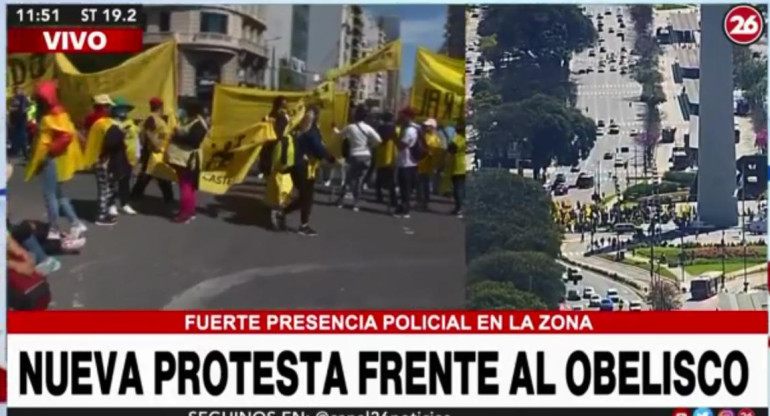 Protestas en el centro porteño, CANAL 26