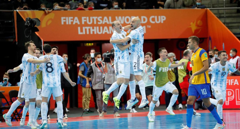 Festejo de la Selección Argentina de Futsal en el Mundial de Lituania, AGENCIA EFE
