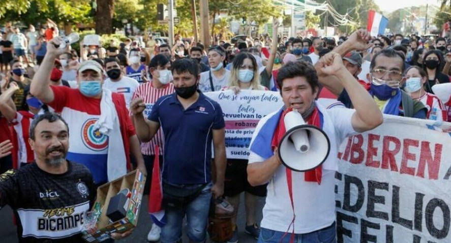 Marcha contra restricciones por coronavirus en Paraguay, NA