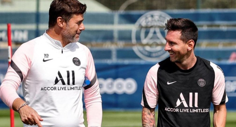Mauricio Pochettino y Lionel Messi, PSG, entrenamiento, NA