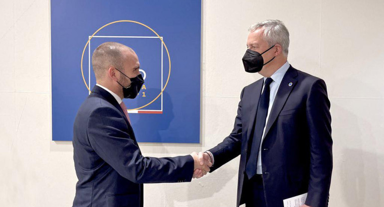 Martín Guzmán con el Ministro de Economía y Finanzas de Francia, Bruno Le Maire, AGENCIA NA