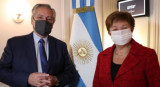 Alberto Fernández y Kristalina Georgieva en Roma. FMI. foto NA