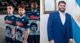 Camiseta del Napoli en homenaje a Maradona y Diego Maradona Jr