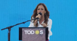 Victoria Tolosa Paz, cierre de campaña Frente de todos en Merlo, foto captura