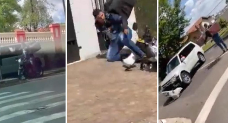 Violenta pelea callejera en Brasil tras accidente de tránsito	
