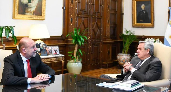 El presidente Alberto Fernández recibió al gobernador de Santa Fe, Omar Perotti, foto presidencia