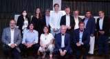 Esteban Bullrich y dirigentes de Juntos por el Cambio, este lunes en la presentación de su libro sobre la provincia de Buenos Aires.