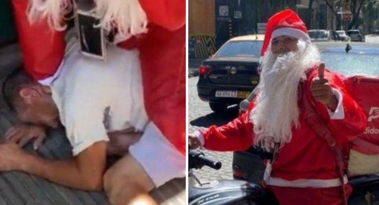 Papá Noel justiciero: atrapó a un ladrón que había robado una cartera