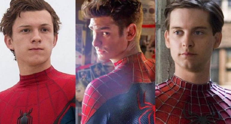 Tom Holland, Andrew Garfield y Tobey Maguire como Peter Parker.