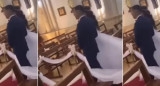 Brisa Leguizamón llegando al altar en el que la espera Esteban Rocha