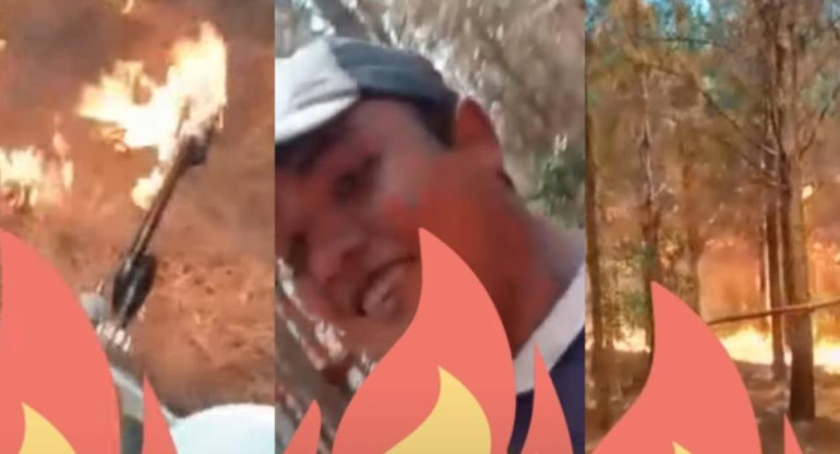 Hombre que se filmó incendiando bosque de Corrientes con un lanzallamas, video: Revista Contexto Tucumán
