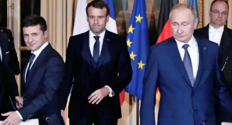 Zelenski, Macron y Putin, NA