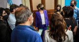 Cerruti con periodistas en Casa Rosada.