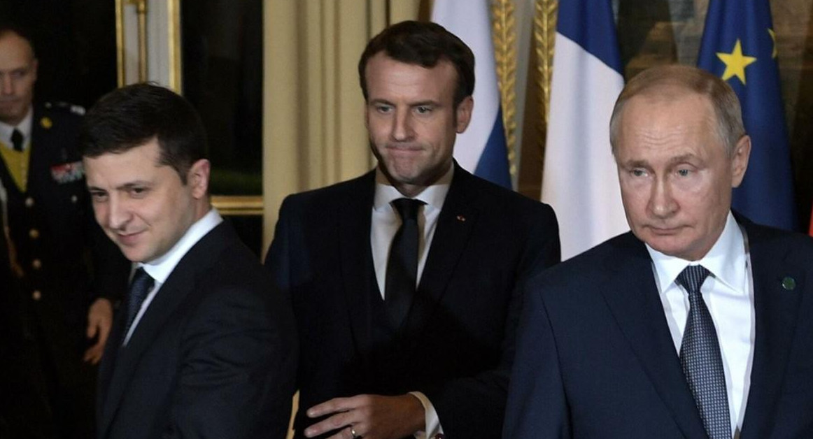 Zelenski, Macron y Putin, NA