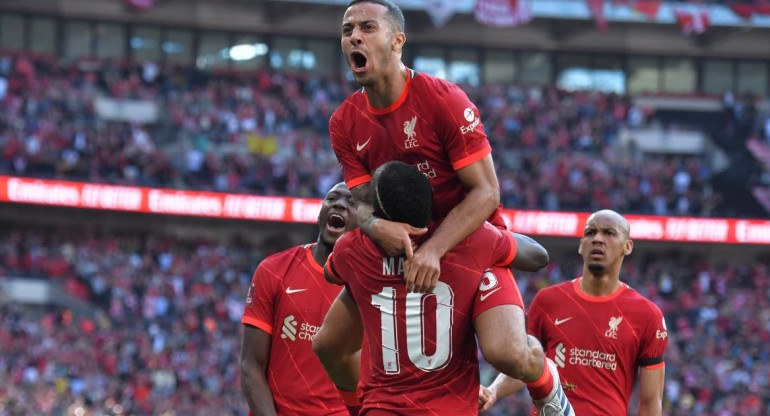 Festejo del Liverpool ante el Manchester City por la FA Cup, AGENCIA EFE