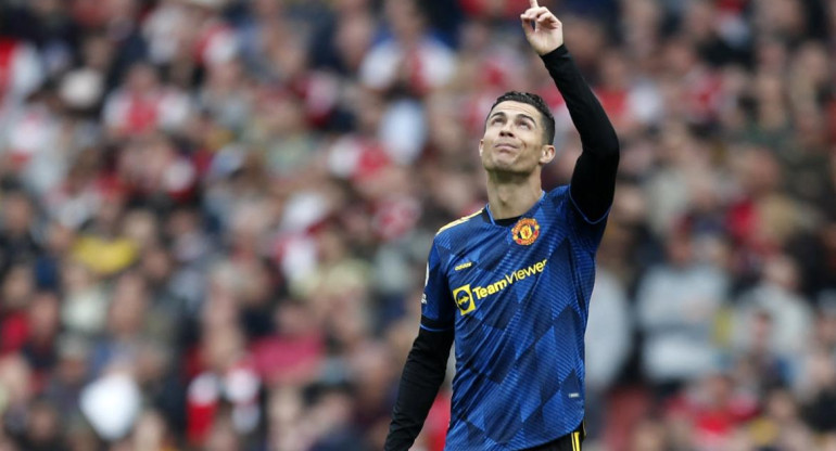 Festejo de Cristiano Ronaldo para el Manchester United por la Premier League, AGENCIA AFP