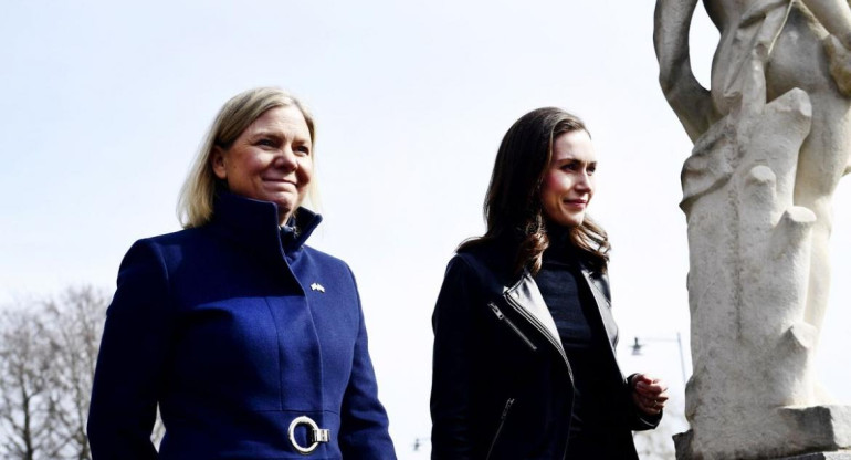 Magdalena Andersson y Sanna Marin, primeras ministras de Finlandia y Suecia. Foto: Reuters.