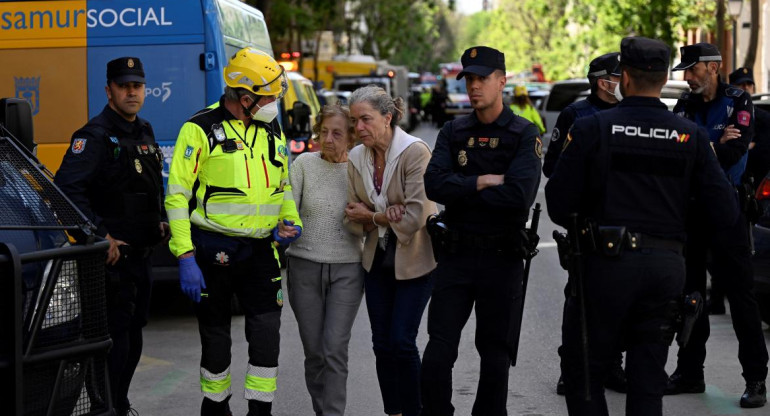 Explosión en un edificio de Madrid. Foto: AFP.