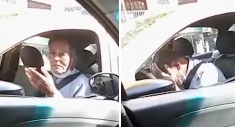 Taxista de Palermo instantes después de atropellar a turistas francesas. Fotos: captura video.