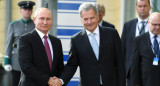 Vladimir Putin y el presidente de Finlandia, Sauli Niinisto, año 2019. Foto: AFP.