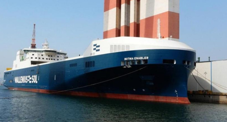 El buque con el cargamento de cocaína camuflado en cereales cargados en el puerto de San Lorenzo. Foto: oceanicinsight.com