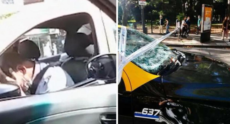 Taxista que atropelló a las turistas en Palermo. Fotos: video y NA.