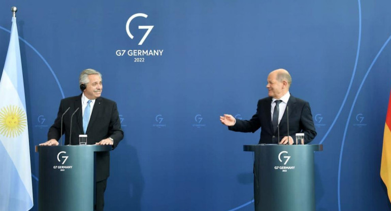 G7, Alberto Fernández y Olaf Scholz, NA