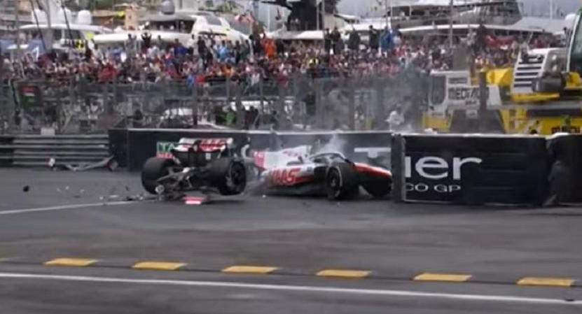 Accidente de Mick Schumacher en GP de Mónaco, foto captura video F1