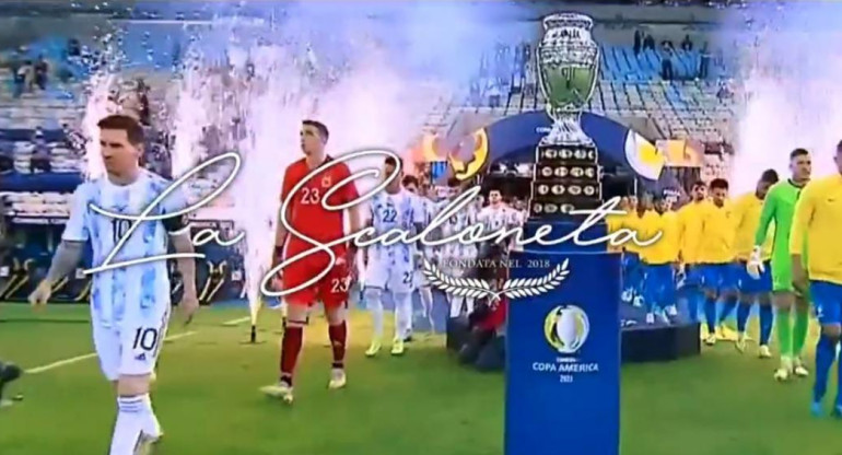 Video de la selección argentina previa a la final con Italia. Captura de Video.