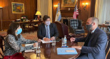 Martín Guzmán y el representante permanente de Argentina en el Fondo, Sergio Chodos, en una de las reuniones con los equipos técnicos del FMI. Foto: Ministerio de Economía.