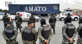 Efectivos de la Policía Bonaerense custodiaban la autopista Buenos Aires-La Plata. Foto: NA.