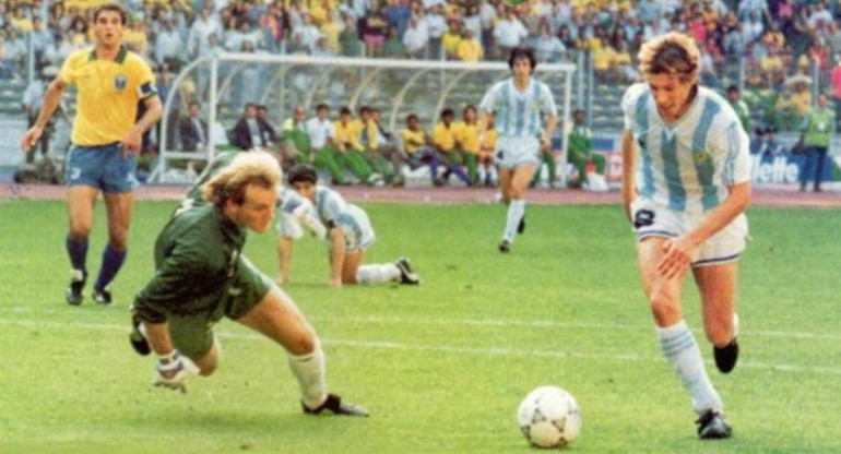 Gol de Caniggia ante Brasil en el Mundial Italia 90.