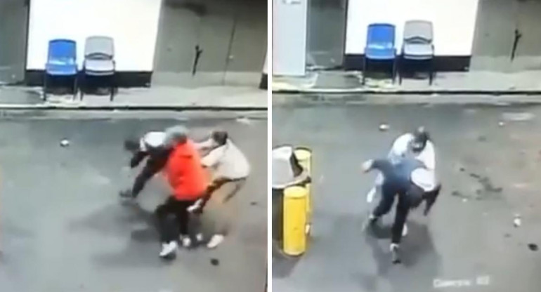 Golpiza a hombre en patota en estación de servicio. Foto: captura de video.