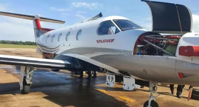 Avión en el que hallaron 500 mil dólares en Misiones. Foto: NA.