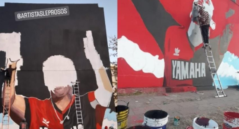 Murales en Rosario por los que fueron baleados dos artistas. Foto: NA.