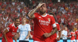 Festejo de Otamendi para el Benfica ante el Dinamo Kiev. Foto: REUTERS.