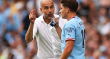 Julián Álvarez y Pep Guardiola. Foto: EFE.