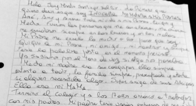 La carta de Martín del Río. Foto: NA.