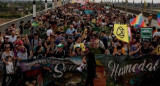 Protesta en puente Rosario-Victoria. Foto: NA.