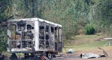 Casilla incendiada por Gendarmería. Foto: NA.